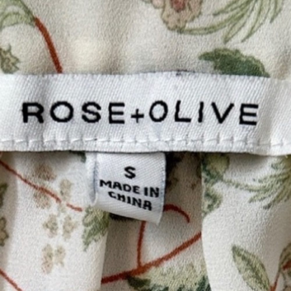Rose & Olive Cream Botanical Floral Top - S Small - Boho Ruffle Romantic - Picture 15 of 15